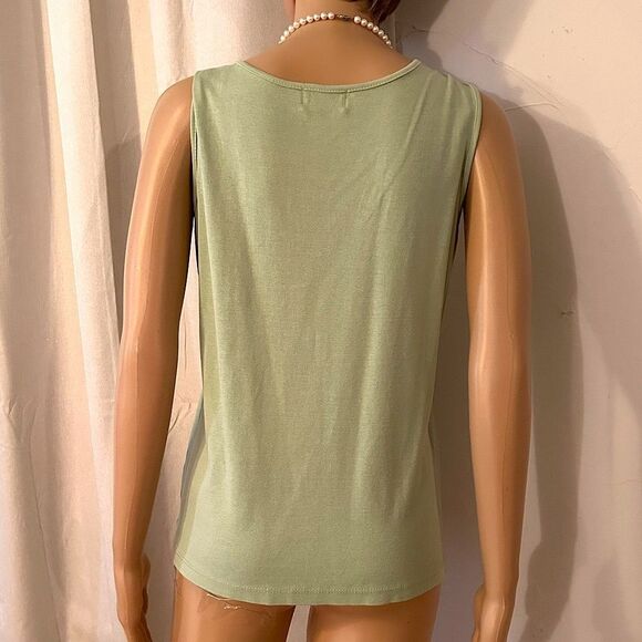Fenini Women's Size Small Green Cotton Tank and Long Sleeve Button up Top Set - Picture 4 of 15